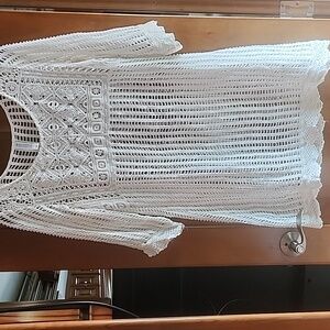 Maria Rello Crocheted CoverUp Tunic Ivory Size M